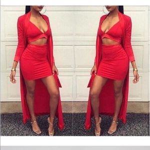 RED robe + top and bottom